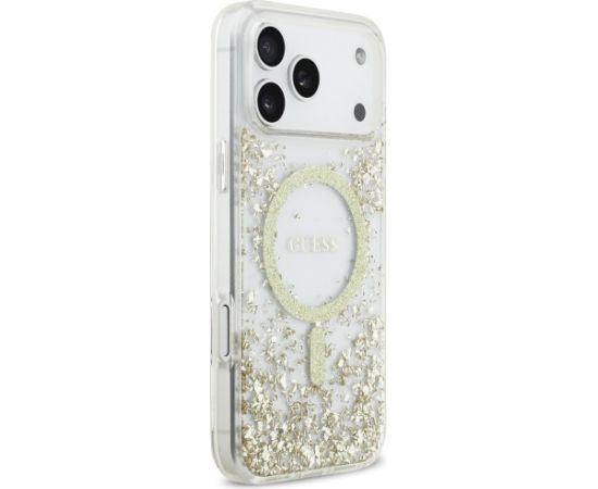 Guess Resin Bottom Glitter MagSafe Aizsargapvalks priekš iPhone 17 Pro Max / zelta Neoriģinālie Maciņi