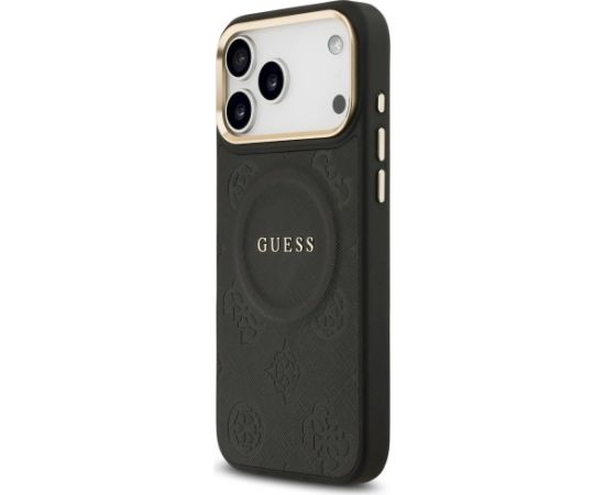 Case Guess Peony Hot Stamp MagSafe Aizsargapvalks priekš iPhone 17 Pro Max / melns Neoriģinālie Maciņi