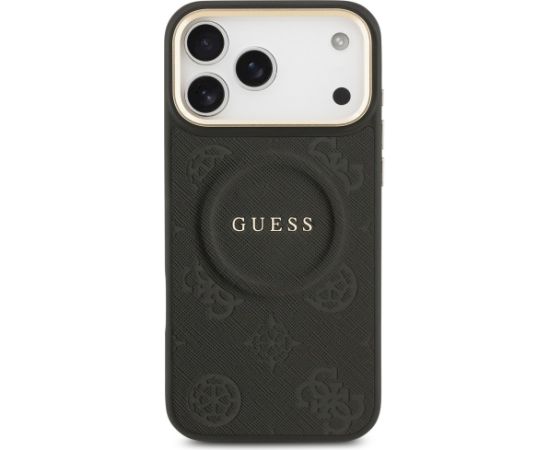 Case Guess Peony Hot Stamp MagSafe Aizsargapvalks priekš iPhone 17 Pro Max / melns Neoriģinālie Maciņi