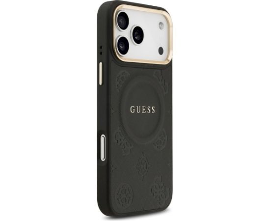 Case Guess Peony Hot Stamp MagSafe Aizsargapvalks priekš iPhone 17 Pro Max / melns Neoriģinālie Maciņi