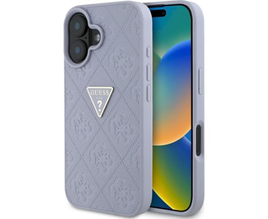 Guess Hot Stamp 4G Pattern Triangle Metal Logo Case Aizsargapvalks priekš iPhone 16 / violets Neoriģinālie Maciņi