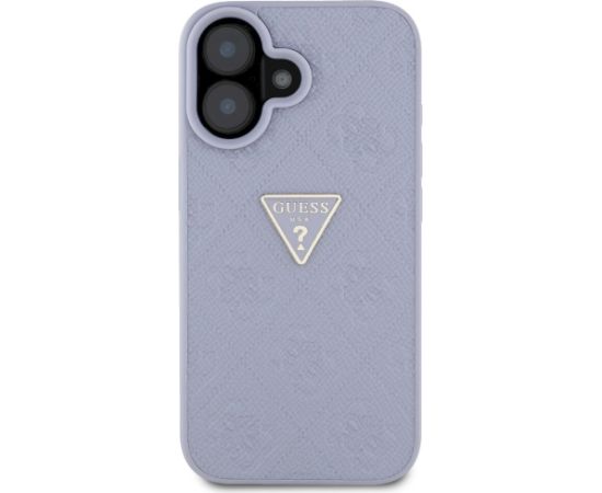 Guess Hot Stamp 4G Pattern Triangle Metal Logo Case Aizsargapvalks priekš iPhone 16 / violets Neoriģinālie Maciņi