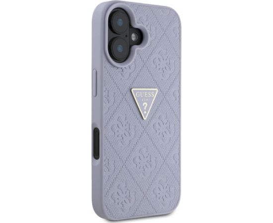 Guess Hot Stamp 4G Pattern Triangle Metal Logo Case Aizsargapvalks priekš iPhone 16 / violets Neoriģinālie Maciņi