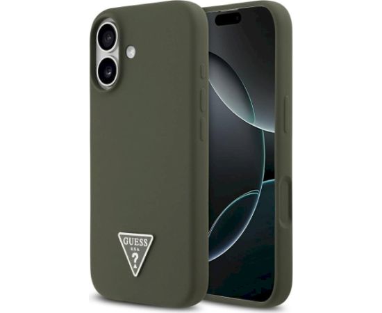 Case Guess Silicone Triangle Logo MagSafe Aizsargapvalks priekš iPhone 17 / haki Neoriģinālie Maciņi