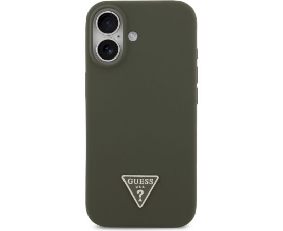 Case Guess Silicone Triangle Logo MagSafe Aizsargapvalks priekš iPhone 17 / haki Neoriģinālie Maciņi