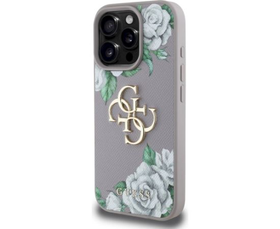 Case Guess Grained Roses Big 4G logo Aizsargapvalks priekš iPhone 16 Pro Max / violets Neoriģinālie Maciņi