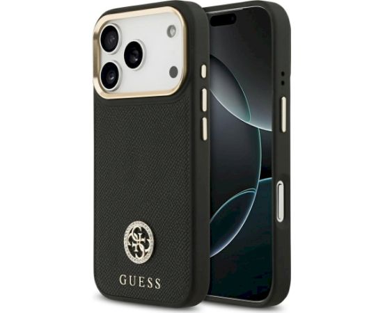 Case Guess Grained Strass Logo MagSafe Aizsargapvalks priekš iPhone 17 Pro / melns Neoriģinālie Maciņi