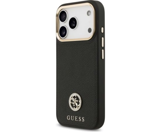 Case Guess Grained Strass Logo MagSafe Aizsargapvalks priekš iPhone 17 Pro / melns Neoriģinālie Maciņi