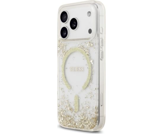 Guess Resin Bottom Glitter MagSafe Aizsargapvalks priekš iPhone 17 Pro / zelta Neoriģinālie Maciņi