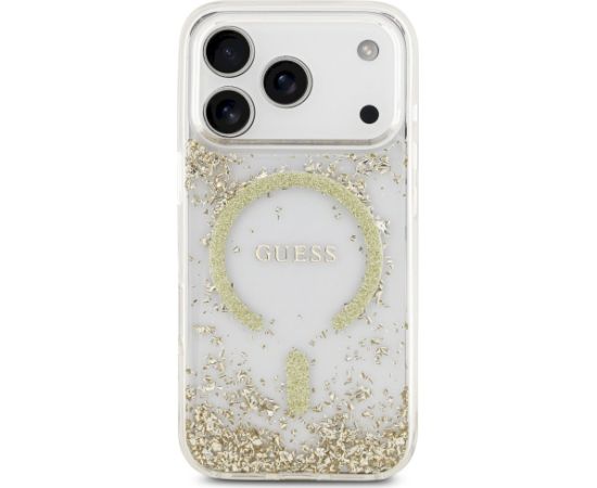 Guess Resin Bottom Glitter MagSafe Aizsargapvalks priekš iPhone 17 Pro / zelta Neoriģinālie Maciņi