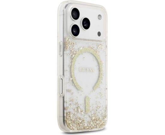 Guess Resin Bottom Glitter MagSafe Aizsargapvalks priekš iPhone 17 Pro / zelta Neoriģinālie Maciņi