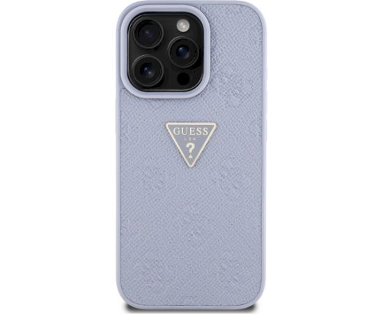 Case Guess Hot Stamp 4G Pattern Triangle Metal Logo Aizsargapvalks priekš iPhone 16 Pro Max / violets Neoriģinālie Maciņi