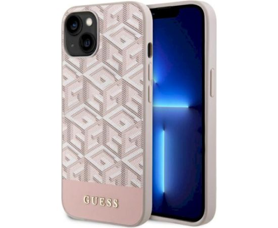 Guess GUHMP14MHGCFSEP GCube Stripes MagSafe Aizsargapvalks priekš iPhone 14 Plus/15 Plus 6.7" / rozā Neoriģinālie Maciņi