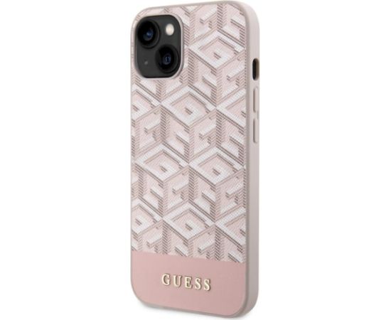 Guess GUHMP14MHGCFSEP GCube Stripes MagSafe Aizsargapvalks priekš iPhone 14 Plus/15 Plus 6.7" / rozā Neoriģinālie Maciņi