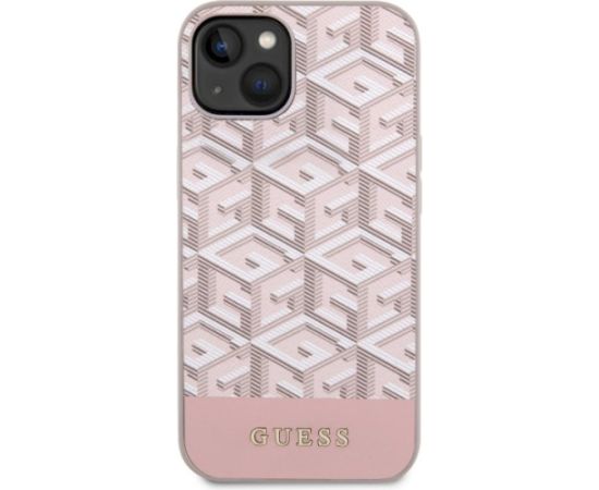 Guess GUHMP14MHGCFSEP GCube Stripes MagSafe Aizsargapvalks priekš iPhone 14 Plus/15 Plus 6.7" / rozā Neoriģinālie Maciņi