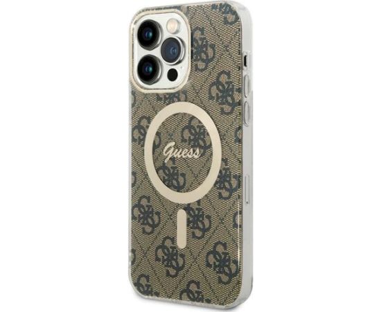 Guess GUHMP15XH4STW Hardcase IML 4G MagSafe Aizsargapvalks priekš iPhone 15 Pro Max 6.7" / brūns Neoriģinālie Maciņi