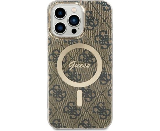 Guess GUHMP15XH4STW Hardcase IML 4G MagSafe Aizsargapvalks priekš iPhone 15 Pro Max 6.7" / brūns Neoriģinālie Maciņi