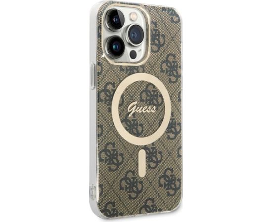 Guess GUHMP15XH4STW Hardcase IML 4G MagSafe Aizsargapvalks priekš iPhone 15 Pro Max 6.7" / brūns Neoriģinālie Maciņi