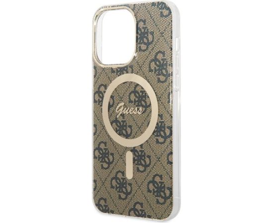Guess GUHMP15XH4STW Hardcase IML 4G MagSafe Aizsargapvalks priekš iPhone 15 Pro Max 6.7" / brūns Neoriģinālie Maciņi