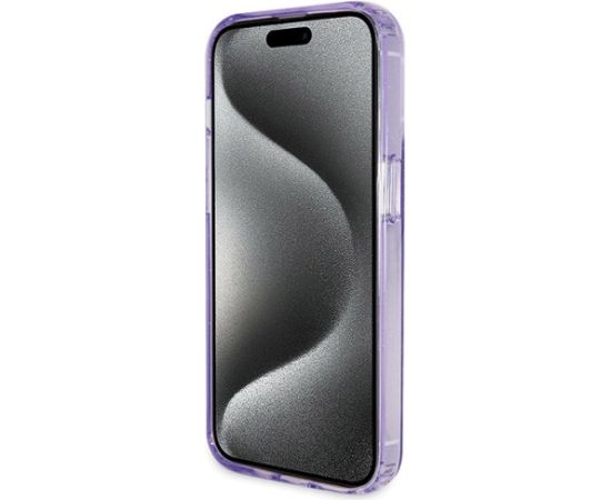Guess GUHMP14XHRSGSU Aizsargapvalks priekš iPhone 14 Pro Max 6.7" ar gredzenu- statīvu Script Glitter MagSafe / violets Neoriģinālie Maciņi