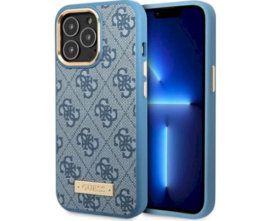 Guess GUHMP14LU4GPRB Hardcase 4G Logo Plate MagSafe Aizsargapvalks priekš iPhone 14 Pro 6.1" / zils Neoriģinālie Maciņi