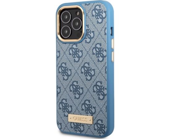 Guess GUHMP14LU4GPRB Hardcase 4G Logo Plate MagSafe Aizsargapvalks priekš iPhone 14 Pro 6.1" / zils Neoriģinālie Maciņi