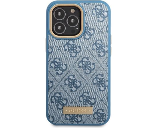Guess GUHMP14LU4GPRB Hardcase 4G Logo Plate MagSafe Aizsargapvalks priekš iPhone 14 Pro 6.1" / zils Neoriģinālie Maciņi