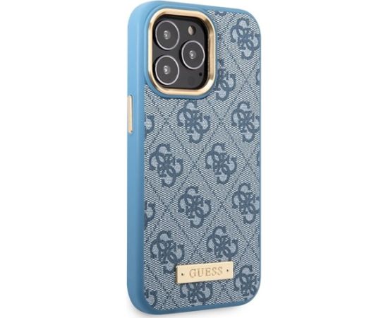 Guess GUHMP14LU4GPRB Hardcase 4G Logo Plate MagSafe Aizsargapvalks priekš iPhone 14 Pro 6.1" / zils Neoriģinālie Maciņi