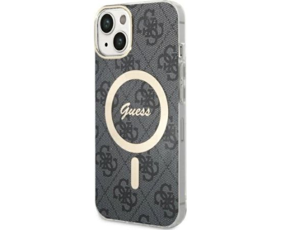 Guess GUHMP14SH4STK Hardcase 4G MagSafe Aizsargapvalks priekš iPhone 14 / 15 / 13 6.1" / melns Neoriģinālie Maciņi
