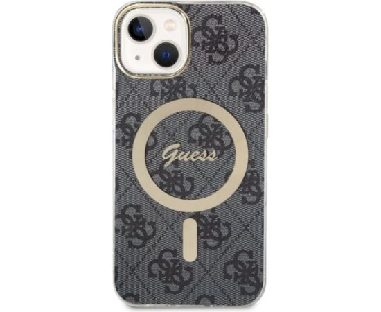 Guess GUHMP14SH4STK Hardcase 4G MagSafe Aizsargapvalks priekš iPhone 14 / 15 / 13 6.1" / melns Neoriģinālie Maciņi