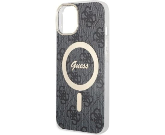 Guess GUHMP14SH4STK Hardcase 4G MagSafe Aizsargapvalks priekš iPhone 14 / 15 / 13 6.1" / melns Neoriģinālie Maciņi