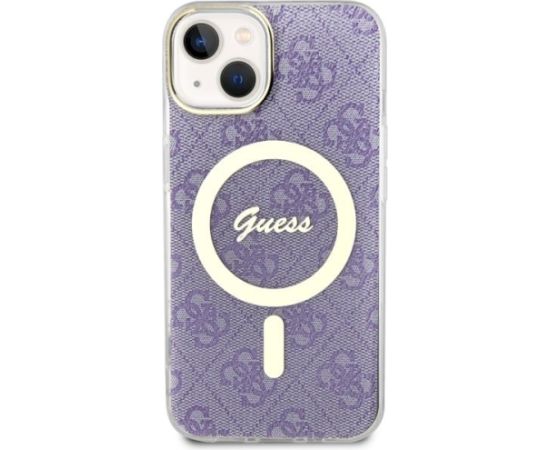 Guess GUHMP14SH4STU Hardcase 4G MagSafe Aizsargapvalks priekš iPhone 14 / 15 / 13 6.1" / violets Neoriģinālie Maciņi