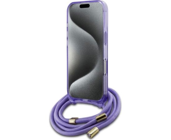 Guess GUHMP16LHCTSGNSU Hardcase Crossbody Cord Script MagSafe Aizsargapvalks priekš iPhone 16 Pro 6.3" / violets Neoriģinālie Maciņi