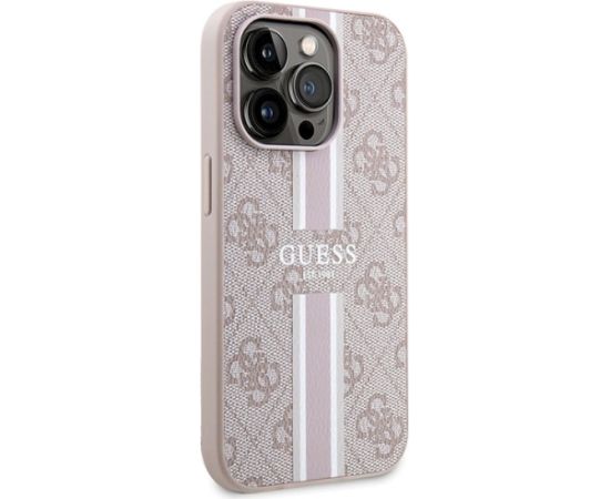 Guess GUHMP15LP4RPSP Hardcase 4G Printed Stripes MagSafe Aizsargapvalks priekš iPhone 15 Pro 6.1" / rozā Neoriģinālie Maciņi