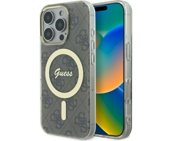 Guess GUHMP16LH4STW Hardcase IML 4G MagSafe Aizsargapvalks priekš iPhone 16 Pro 6.3" / brūns Neoriģinālie Maciņi