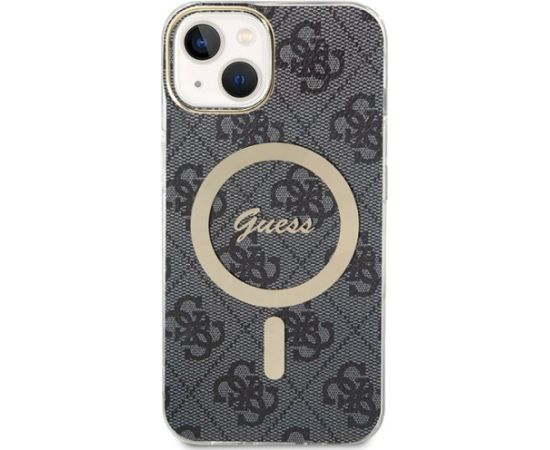 Guess GUHMP15SH4STK Hardcase IML 4G MagSafe Aizsargapvalks priekš iPhone 15 / 14 / 13 6.1" / melns Neoriģinālie Maciņi