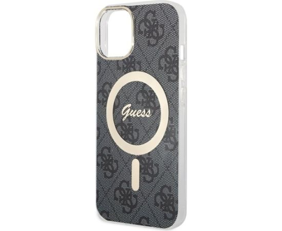 Guess GUHMP15SH4STK Hardcase IML 4G MagSafe Aizsargapvalks priekš iPhone 15 / 14 / 13 6.1" / melns Neoriģinālie Maciņi