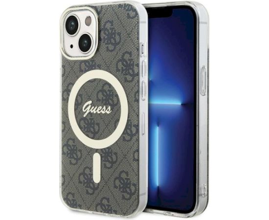 Guess GUHMP15MH4STW Hardcase IML 4G MagSafe Aizsargapvalks priekš iPhone 15 Plus/14 Plus 6.7" / brūns Neoriģinālie Maciņi