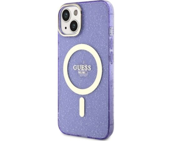 Guess GUHMP14MHCMCGU Hardcase Glitter Gold MagSafe Aizsargapvalks priekš iPhone 14 Plus / 15 Plus 6.7" / violets Neoriģinālie Maciņi