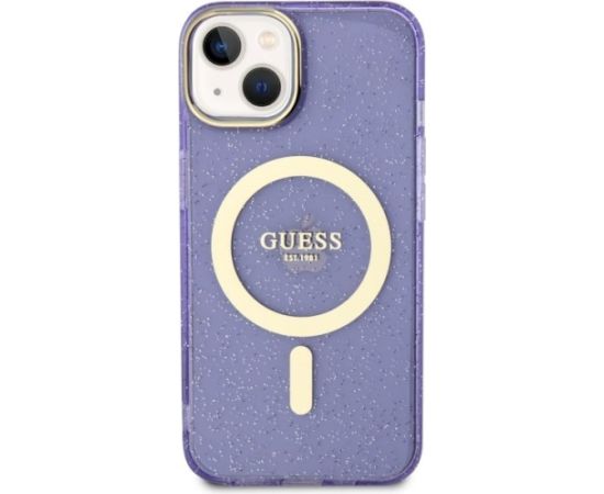 Guess GUHMP14MHCMCGU Hardcase Glitter Gold MagSafe Aizsargapvalks priekš iPhone 14 Plus / 15 Plus 6.7" / violets Neoriģinālie Maciņi