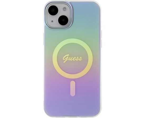Guess GUHMP15SHITSU Hardcase IML Iridescent MagSafe Aizsargapvalks priekš iPhone 15 / 14 / 13 6.1" / violets Neoriģinālie Maciņi