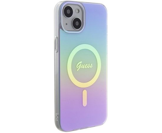 Guess GUHMP15SHITSU Hardcase IML Iridescent MagSafe Aizsargapvalks priekš iPhone 15 / 14 / 13 6.1" / violets Neoriģinālie Maciņi