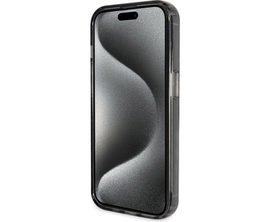Guess GUHMP14XHRSGSK Hardcase Ring Stand Script Glitter MagSafe Aizsargapvalks priekš iPhone 14 Pro Max 6.7" / melns Neoriģinālie Maciņi