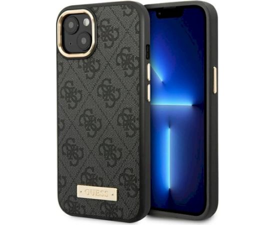 Guess GUHMP14MU4GPRK Hardcase 4G Logo Plate MagSafe Aizsargapvalks priekš iPhone 14 Plus/15 Plus 6.7" / melns Neoriģinālie Maciņi