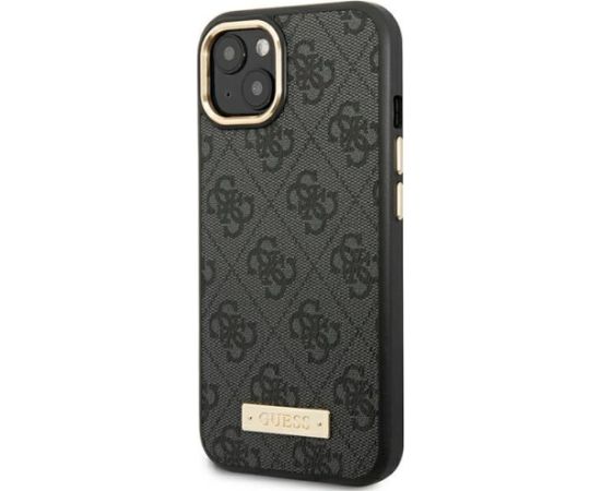 Guess GUHMP14MU4GPRK Hardcase 4G Logo Plate MagSafe Aizsargapvalks priekš iPhone 14 Plus/15 Plus 6.7" / melns Neoriģinālie Maciņi