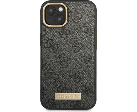 Guess GUHMP14MU4GPRK Hardcase 4G Logo Plate MagSafe Aizsargapvalks priekš iPhone 14 Plus/15 Plus 6.7" / melns Neoriģinālie Maciņi