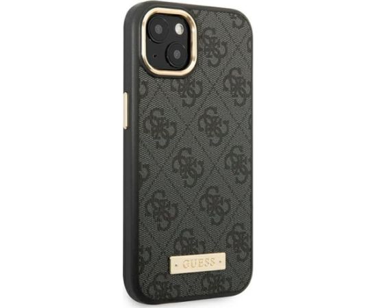 Guess GUHMP14MU4GPRK Hardcase 4G Logo Plate MagSafe Aizsargapvalks priekš iPhone 14 Plus/15 Plus 6.7" / melns Neoriģinālie Maciņi