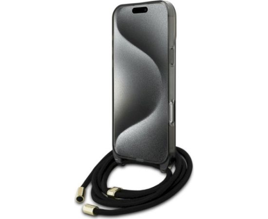 Guess GUHMP16LHCTSGNSK Hardcase Crossbody Cord Script MagSafe Aizsargapvalks priekš iPhone 16 Pro 6.3" / melns Neoriģinālie Maciņi
