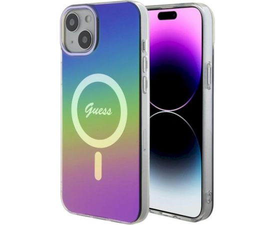 Guess GUHMP15MHITSK Hardcase IML Iridescent MagSa Aizsargapvalks priekš iPhone 15 Plus/14 Plus 6.7" Neoriģinālie Maciņi