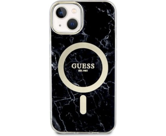 Guess GUHMP14SPCUMAK Marble MagSafe Hardcase Aizsargapvalks priekš iPhone 14 / 15 / 13 6.1" / melns Neoriģinālie Maciņi